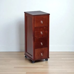 Carrello cassettiera POKERINO in legno a 4 cassetti NOCE