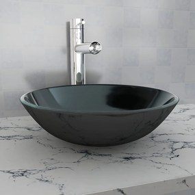 Lavandino İn Vetro Temperato 42 Cm Nero /