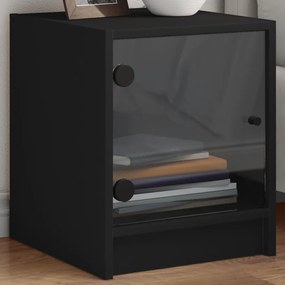 Comodino Con Anta İn Vetro Nero 35x37x42 Cm /