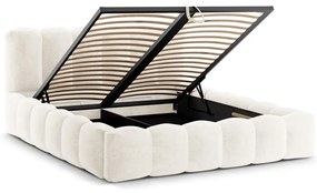 Letto matrimoniale imbottito color crema con spazio contenitivo e rete 180x200 cm Lupine - Micadoni Home