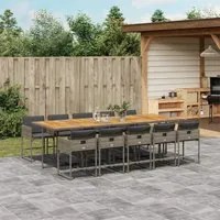 Set da Pranzo da Giardino 11pz con Cuscini in Polyrattan Grigio 3278065