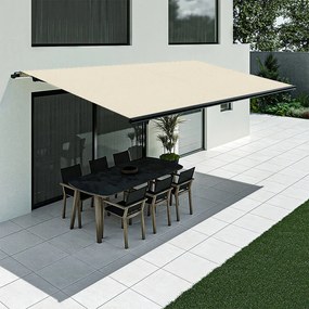 Tenda da sole manuale 5 x 3 metri, avorio chiaro, modello Basic senza cassonetto, 5000 x 3000 mm, con manovella, configurazione individuale