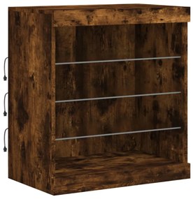 Credenza con luci led rovere fumo 60,5x37x67 cm