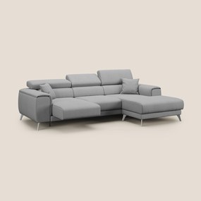 Fusion Divano angolare con sedute scorrevoli in tessuto morbido smacchiabile T05 grigio