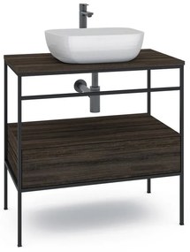 Mobile sottolavabo e lavabo Outline per vasca centrale nero L 60 x H 92 x P 45.5 cm