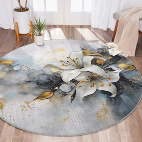 Tappeto rotondo blu/grigio lavabile ø 120 cm Golden Lilly – Mila Home