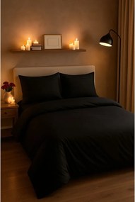 Set copripiumino e federa nero per letto matrimoniale o esteso con lenzuolo incluso/4 pezzi 200x220 cm Classic – Mila Home