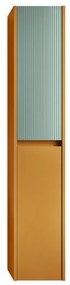 Colonna per mobile bagno Niwa 2 ante P 27 x L 30 x H 160 cm laccato opaco senape con vetro verde timo cannettato