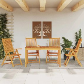 Set Da Pranzo Per Giardino 5 Pz İn Legno Massello Di Acacia /