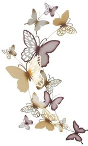 Pannello decorativo da muro con design a farfalle 59,5X4X111,5 cm Butterflies oro/bordeaux