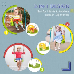 Altalena per Bambini 9-36 Mesi 42x33x120-180 cm in PP e PE con Corda...