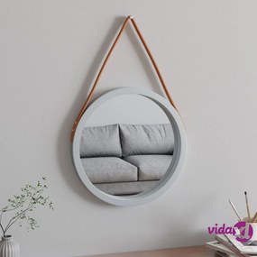 vidaXL Specchio da Parete con Cinghia Argento Ø 45 cm