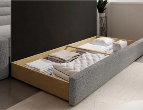 Divano grigio allungabile/con contenitore con penisola a destra e rivestimento in bouclé 223 cm Fabillo – ELTAP