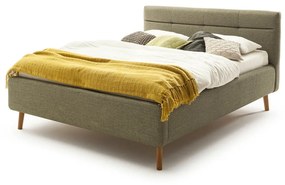 Letto matrimoniale imbottito verde con vano contenitore con griglia 160x200 cm Lotte - Meise Möbel