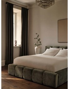 Letto matrimoniale imbottito verde con spazio contenitivo e rete 180x200 cm Lupine - Micadoni Home