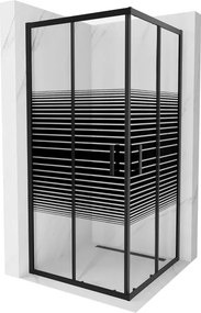 Mexen Rio cabina doccia quadrata 90 x 90 cm, bande nere, nero - 860-090-090-70-20