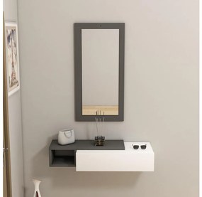 Mensola + specchio a parete VIEN bianco/antracite