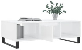Tavolino da salotto bianco lucido 104x60x35cm legno multistrato