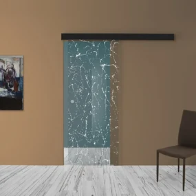 Porta scorrevole Paint in vetro multicolore, L 88 x H 215 cm, con binario Atelier nero Reversibile
