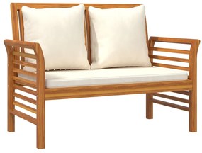 Set Divani Giardino 2 pz Cuscini Bianco Crema in Legno Massello