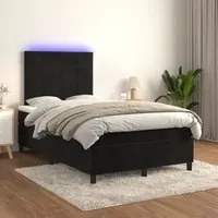 Letto a Molle con Materasso e LED Nero 120x200 cm in Velluto 3136115