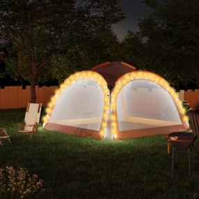 Tenda Feste con LED e 4 Pareti 3,6x3,6x2,3 m Grigio e Arancione