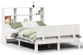 Letto libreria senza materasso bianco 140x190 cm legno di pino