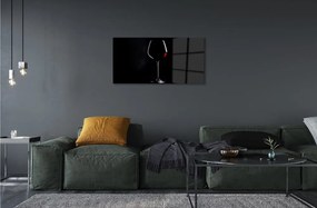 Quadro su vetro Bicchiere da vino a sfondo nero 100x50 cm