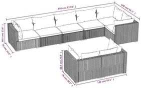 Set Divani da Giardino 8 pz con Cuscini in Polyrattan Marrone