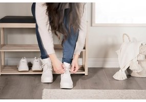 Scarpiera nera in legno di quercia con panca Confetti - Rowico