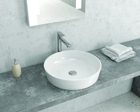 Lavabo da appoggio tondo 48cm ceramica bianca | Litos-0010 - KAMALU