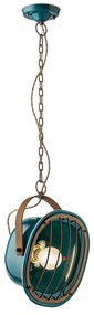 Lampadario Vintage Industrial Ferro E Ceramica Verde 1 Luce E27