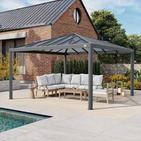 PRIMEYARD Gazebo da giardino 4x4m, Hardtop, senza teli laterali - (300661)