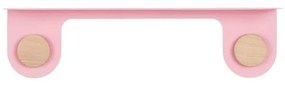 Mensola a muro in acciaio rosa con dettaglio in legno di quercia con 2 ganci , lunghezza 50 cm Hook - Gazzda