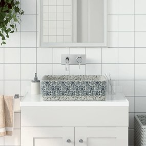Lavabo Appoggio Grigio E Blu Rettangolare 46x35,5x13cm Ceramica /
