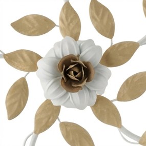 Plafoniera Arte Povera Cesto Metallo Bianco E Oro 5 Luci E14