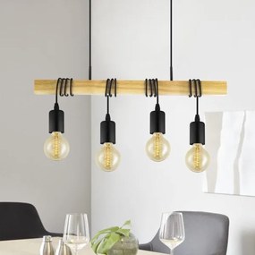 Eglo 33378 - Lampadario LED a sospensione con filo TOWNSHEND 4xE27/4W/230V 2200K beige/nero