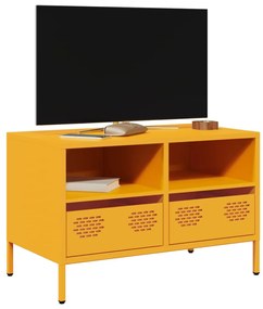 Mobile Tv Giallo Senape 68x39x43,5cm Acciaio Laminato A Freddo /
