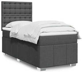 Giroletto A Molle Con Materasso Grigio Scuro 90x200 Cm Tessuto /