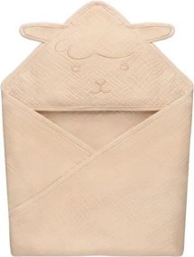 Lionelo - Asciugamano con cappuccio per bambini in mussola, colore Sabbia