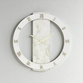 Orologio rotondo D60 cm NOAH in legno rivestito con parato Oro