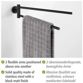 Portasciugamani autoportante in acciaio inox nero opaco Bosio - Wenko