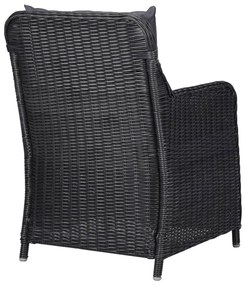 Set da pranzo da giardino 9 pz in polyrattan nero