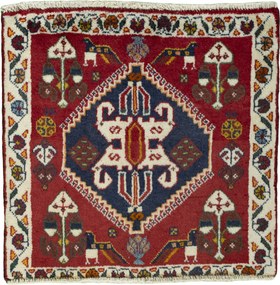 Shiraz Tappeto persiano 70 x 60 Rosso (Iran) Annodato A Mano