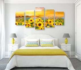 Quadri 5 pezzi – Campo di girasoli