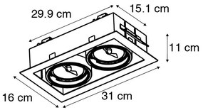 Set di 12 faretti da incasso neri AR111 orientabili a 2 luci - Oneon