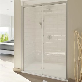 Porta doccia scorrevole L 137-141 cm x H 200 cm per nicchia in vetro trasparente SP. 8 mm, profilo satinato cromo, serie Style