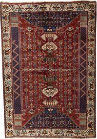 Shiraz Tappeto persiano 210x300 Rosso (Iran) Annodato A Mano