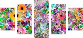 Quadri 5 pezzi – Fiori multicolori