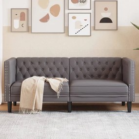 Divano Chesterfield A 2 Posti Grigia İn Similpelle /